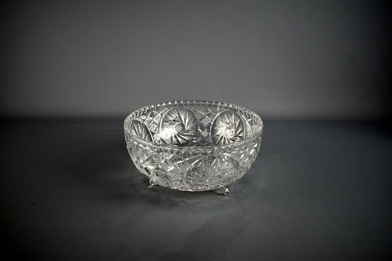 10” Diam. Footed Cut Glass Bowl