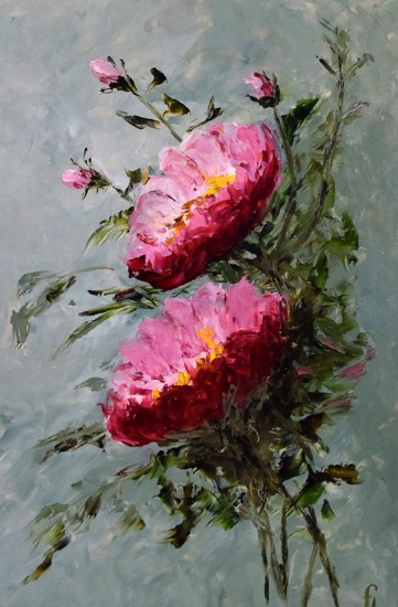 Faye Jordan “Wild Rose” 1967, Oil on Board” Signed Lower Right