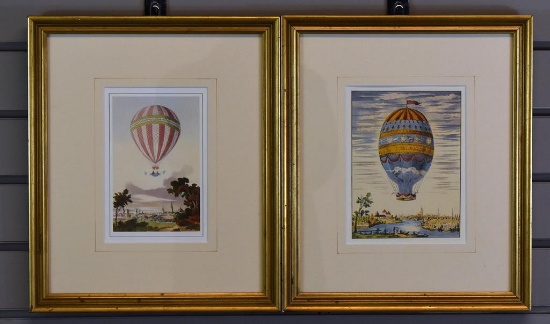 Pair of Waverly Home Framed Hot Air Balloon Prints