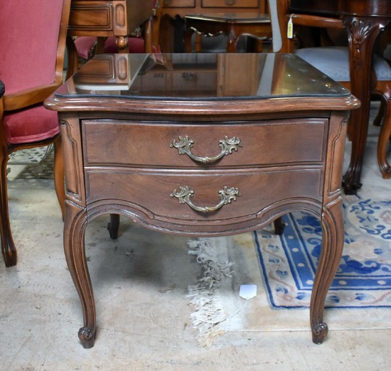 Vintage Thomasville Pecan End Table with One Drawer