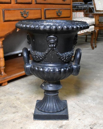 Wonderful Old Black Cast Iron Garden Urn (Lots 71 & 72 Match)