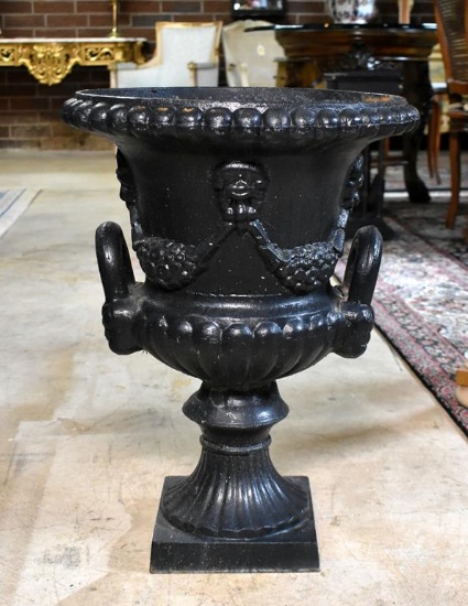 Wonderful Old Black Cast Iron Garden Urn (Lots 71 & 72 Match)