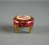 Small Hand Painted Limoges Courting Scene Footed Trinket Box