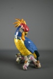 Colorful 12” H Asian Ceramic Parrot, Blue Back