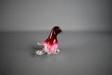 Murano Cranberry & Clear Venetian Glass Bird