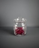 7” H Crystal Biscuit Barrel with Red Crystal Decor Inside