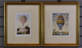 Pair of Waverly Home Framed Hot Air Balloon Prints