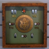 Framed US Army Bronze Medallion & Pins