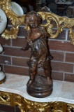 Bronze Painted Ceramic or Chalkware 25” H Boy Statue