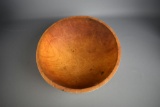 Vintage Wooden Out of Round 12” Diam Dough Bowl, Marked: MM Canada