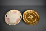 Lot of Two Items: Handled Ormont Bavaria Plate & Italian Gilt Tray