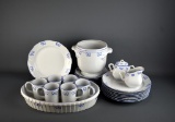 Collection of Vista Alegre “Ruban Blue” Porcelain Dishes, 23 Pieces, Made in Portugal