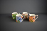 Set of Four Aynsley “Windsor Cottage Garden” Fine Bone China Coffee Mugs