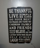 “Be Thankful” Wall Decor Plaque, 26.5” x 18” W