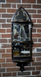 Wonderful Black & Gilt Finish Curio Shelf / Wall Mirror