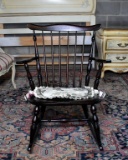 Handsome Dark Stained Windsor Bedroom Size Rocking Chair