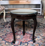 Round Black Accent Table with Custom Protective Glass Top