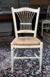 Nice Light Finish Rush Seat Side Chair