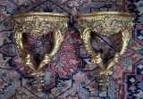Pair of Baroque Style Gilt Wood Wall Sconces