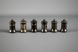 Set of Six Antique Sterling Silver Individual Salt Shakers. 35 Grams