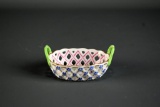 Herend Hungary Hand Painted Porcelain“Blue Garland” Small 3.5” L Open Work Basket