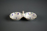 Herend Hungary Hand Painted Porcelain“Blue Garland” 6” L Double Nut Dish