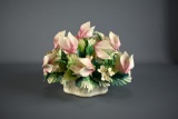 Gorgeous Vintage Italian Porcelain Tulip Arrangement, Approx. 8 x 10” L