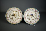 Lovely Pair of Asian Bird & Garland 9” Display Plates