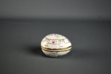 Hollohaza Hungary Hand Painted Porcelain Egg Shaped Trinket Box