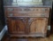 Handsome Antique Scottish Edwardian Burled Wood Marble Top Server or Buffet