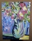 Signed Contemporary Painting, Floral Still Life, Oil on Canvas, Signed Lower Left