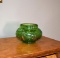Vintage 4” Diam. Green Glass & Gilt Bowl