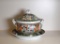 Large Hand Painted Famille Rose Porcelain Lidded Bowl & Platter