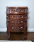 Contemporary Carved Mahogany Bombe Style Nightstand with Drawers