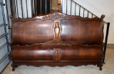 Contemporary Carved Mahogany King Size Bed Frame