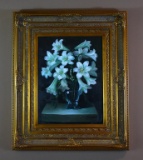 Framed Contemporary Signed Painting, Floral Still Life, Oil on Canvas, Signed Lower Right