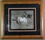 Oriental Horsemen Print in Snakeskin Frame