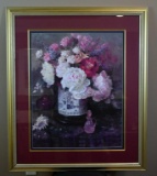 Floral Still Life by Glenna Kurz Signed Print in Giltwood Frame