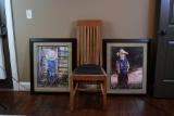 Pair of Little Cowboys by June Dudley Prints in Dark Wood Frames