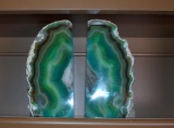 Large Pair of Green Agate Book Ends
