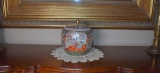 Oriental 10” H Famille Rose Porcelain Ginger Jar w/ Gilt Finial