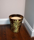 Handcrafted 10.5” H Earthenware Trash Receptacle