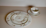 Set of 29 Pieces Theodore Haviland China “Pink Spray” & 4 Coordinating Luncheon Plates