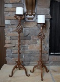 Pair of Metal Hearth Candle Sticks