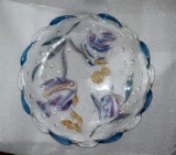 Colorful 15” Diam. Glass Platter, Fish Theme