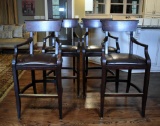 Set of Four Contemporary Bar Seats with Bonded Leather Seats
