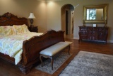 Wonderful Contemporary Carved Wood King Bed with Clean Simmons Beautyrest Mattress & Springs