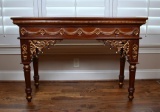 Gilt Trimmed Mahogany Console Table with Pierces Aprons