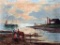 E. Hamlip (Dutch School, 19th C.) Seaside Genre, Oil on Canvas, Signed Lower Left