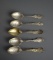 Five Texas Sterling Silver Souvenir Spoons, 100 g